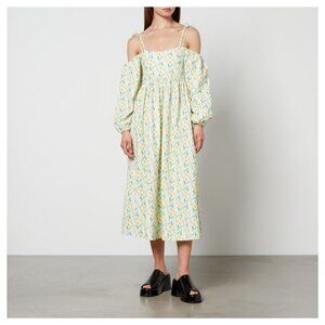 Damson Madder Edwina Floral-Print Cotton Midi Dress